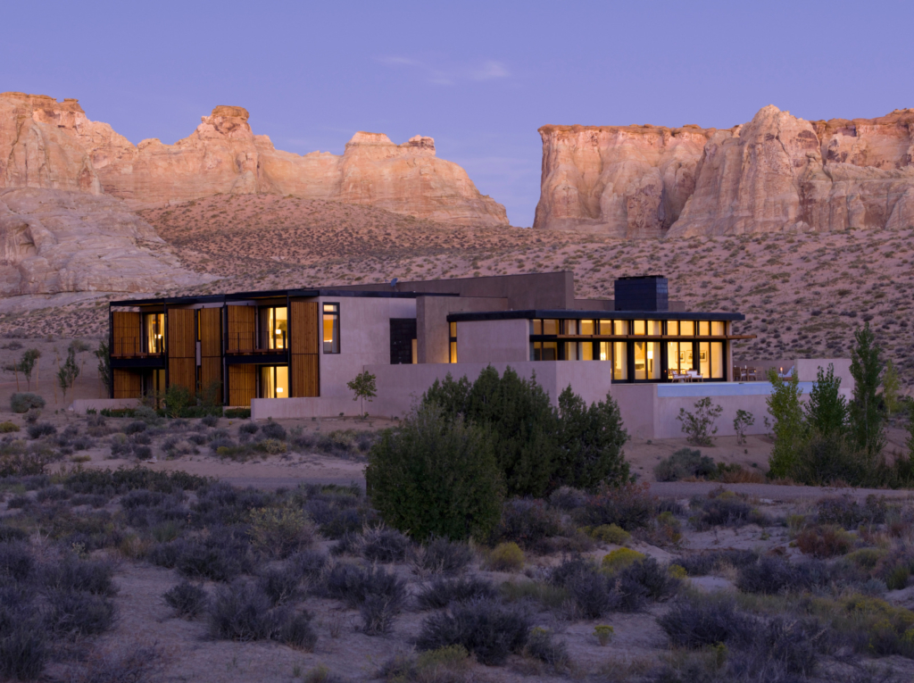 a house in the middle of the desert.